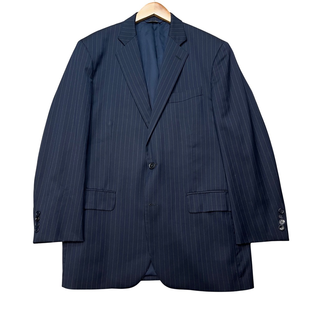 Brooks Brothers 1818 Madison Estrato Wool Blazer Men 41R Navy Blue Pinstripe